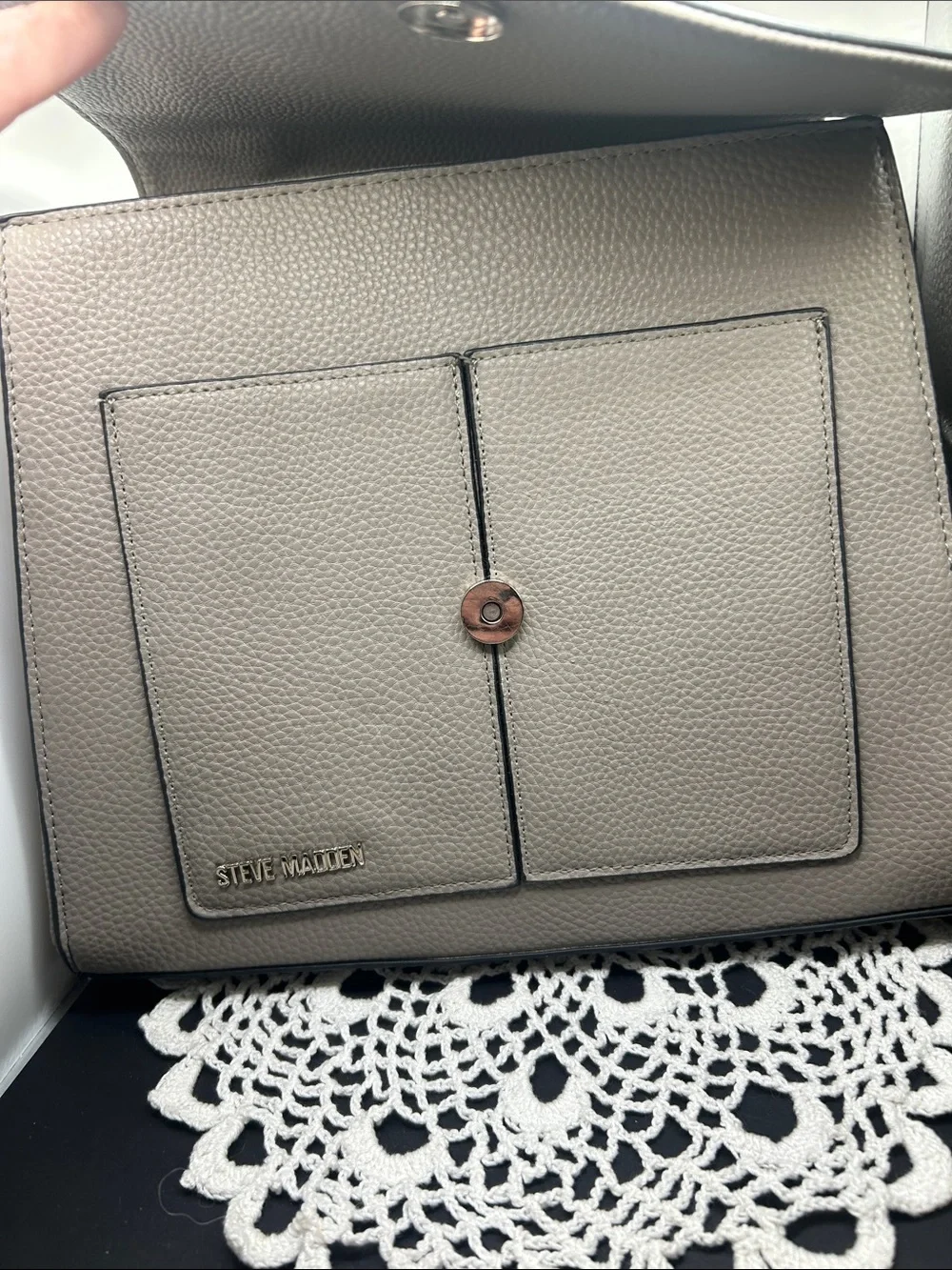Steve Madden Pebble-Textured Taupe Satchel